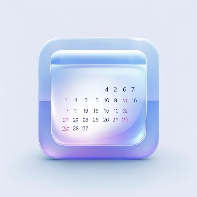 Glossy stylized glass icon of calendar date schedule plan planning organize future activity