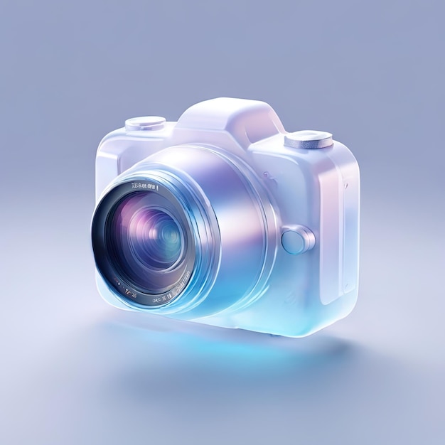 Glossy stylized glass icon of camera photo photography