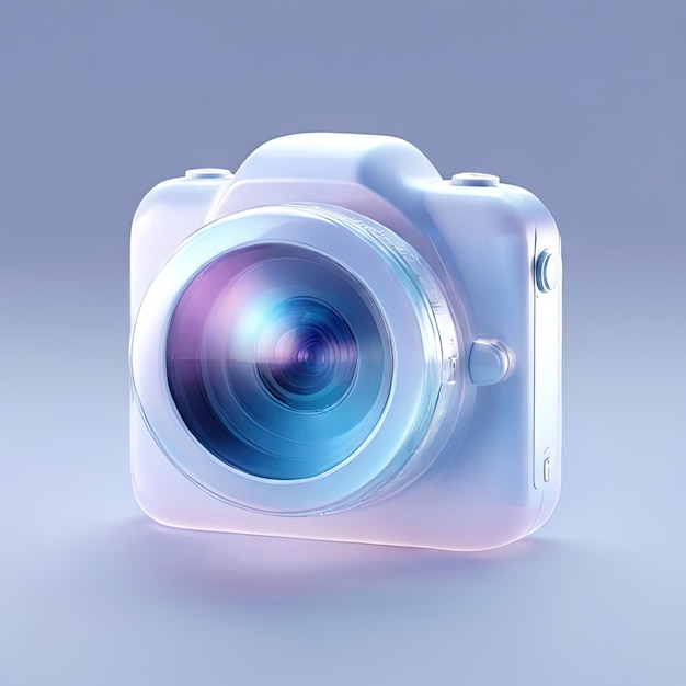 Glossy stylized glass icon of camera photo photography