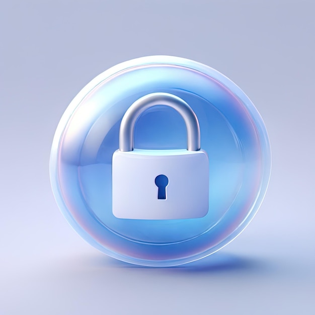 Glossy stylized glass icon of lock security padlock locked