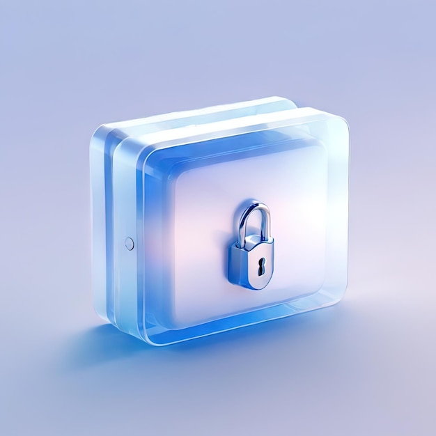 Glossy stylized glass icon of lock security padlock locked