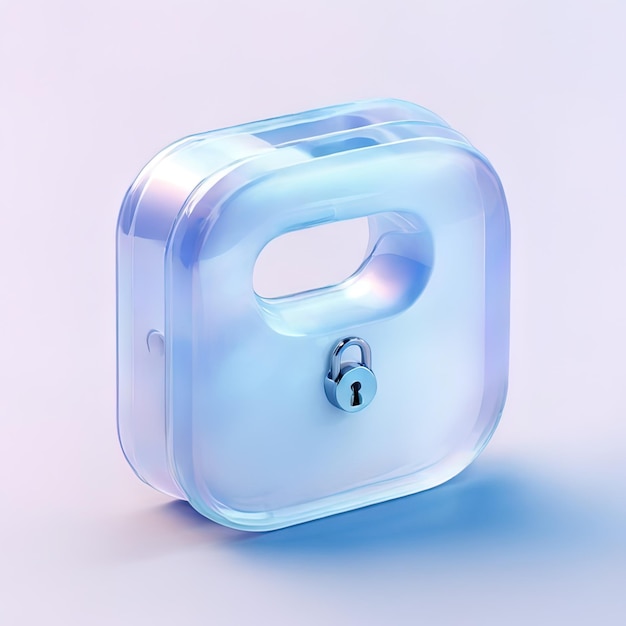 Glossy stylized glass icon of lock security padlock locked