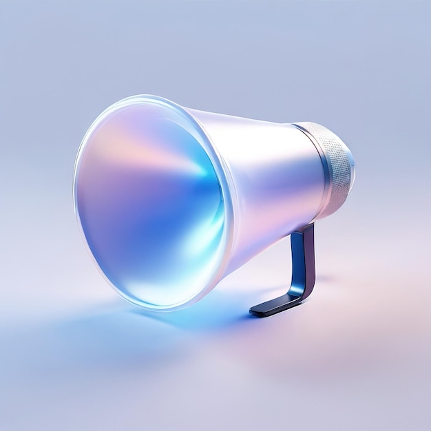 Glossy stylized glass icon of megaphone loudspeaker speaker announce shout communicate loud