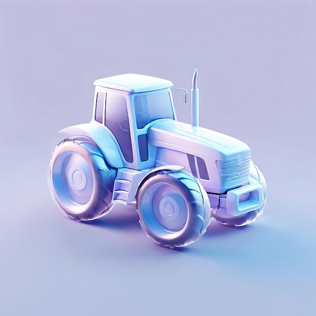 Glossy stylized glass icon of tractor farming vehicle tool engine