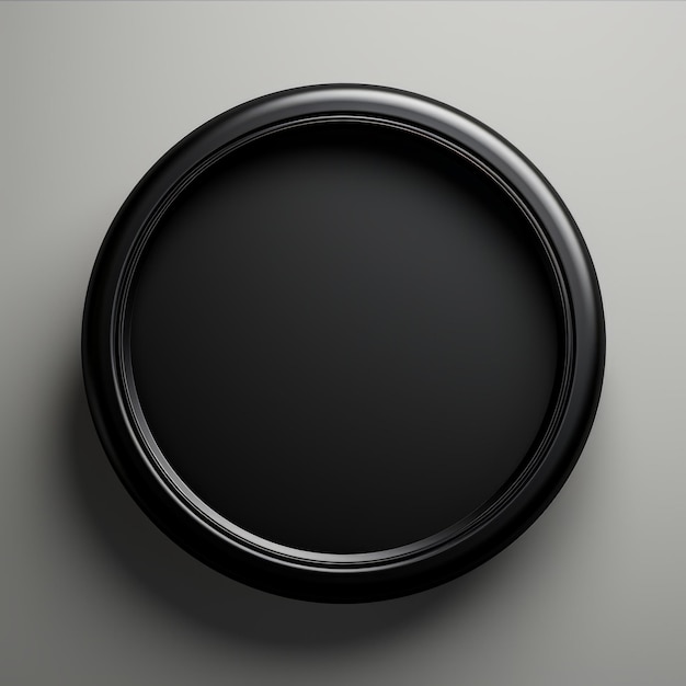 Glossy Surface Minimalistic Round Picture Frame Minimalistic Ring with Realistic Texture Square Digital Illustration Ai Generated Empty Circle on Black Background