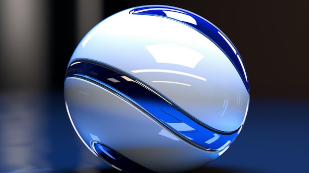 Photo glossy white and blue ornamental sphere with abstract design