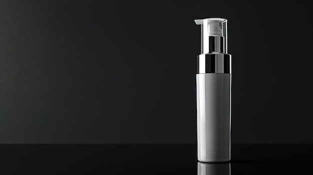 a glossy white cosmetic bottle with a sleek design