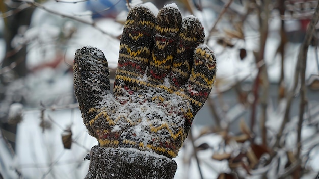 a glove that has the word  winter  on it