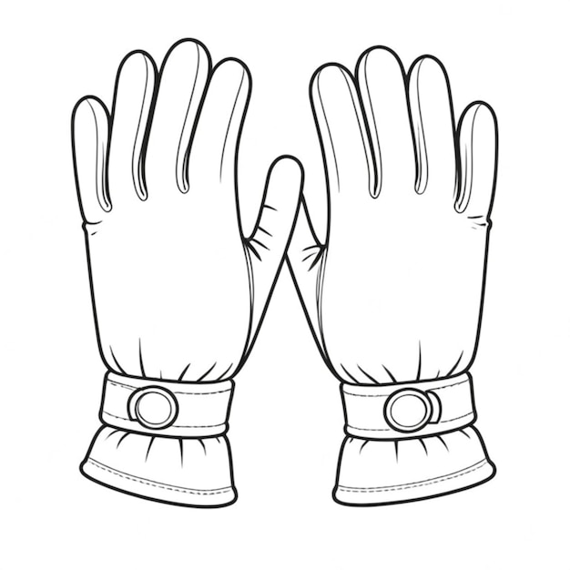 Photo gloves line art white background