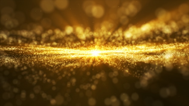 Glow golden dust particale glitter sparks abstract background for celebration