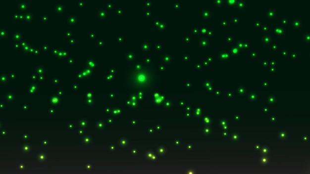 Glow green color dots particles illustration background