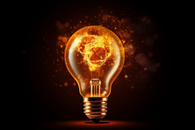 The glow light data digital marketing analysis with light bulb in dark background