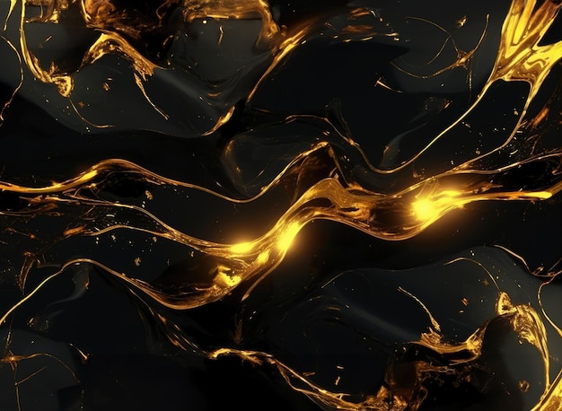 Glow luminous Gold and Black Marble Luxury background