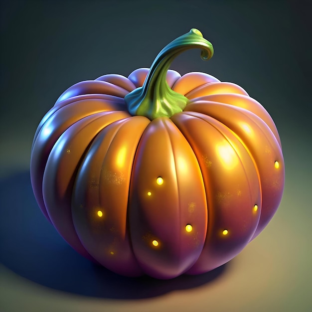 Photo a glowing 3d rendered buttercup squash perfect for autumnal and halloween designs