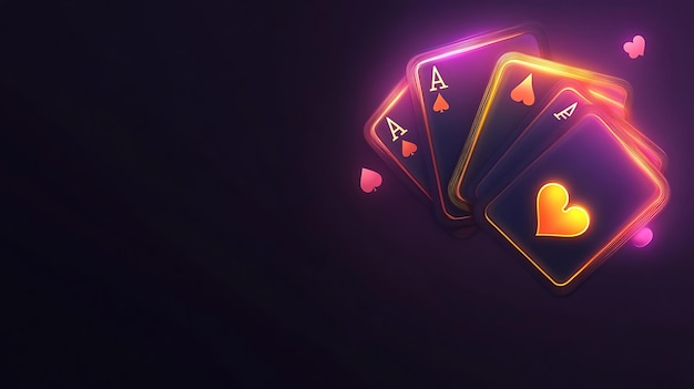 Glowing Aces of Hearts Playing Cards on a Dark Background