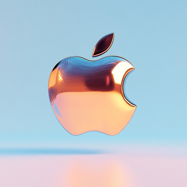 Photo glowing apple logo illuminated by lights on a strikingly contrasting background