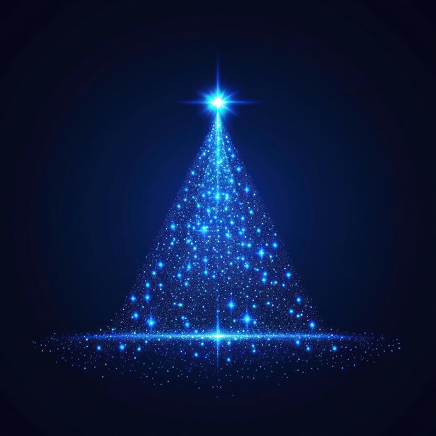 Glowing blue Christmas tree illustration