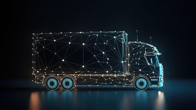 Glowing cargo truck Futuristic delivery and logistic concept Generative AI