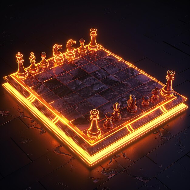 a glowing chess board