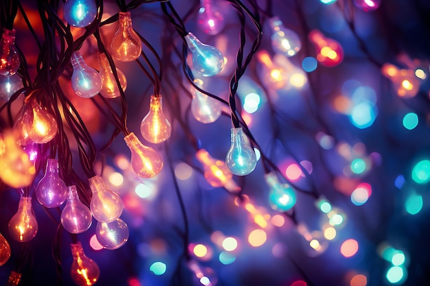 Glowing christmas tree lights photography