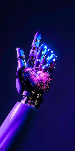 Glowing Circuit Robot Hand