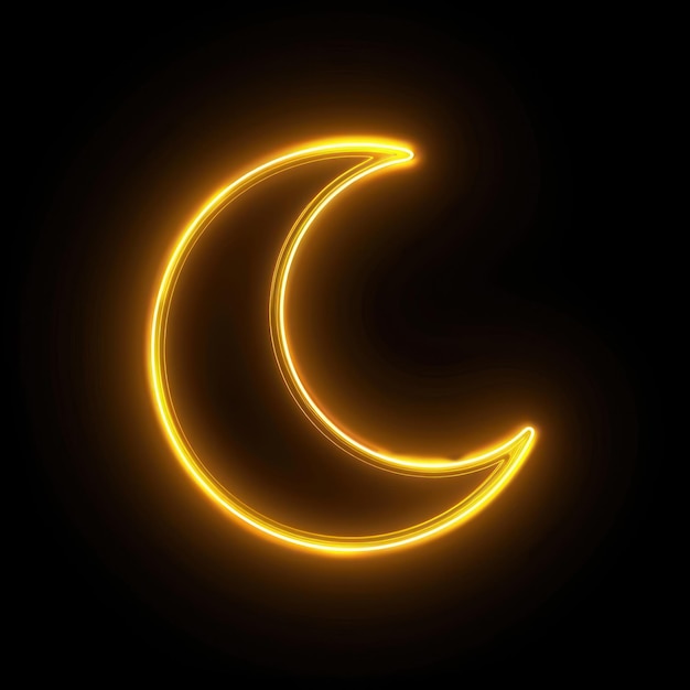 Photo glowing crescent moon neon illustration