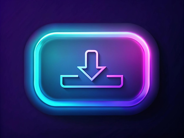 Photo glowing download button with neon light