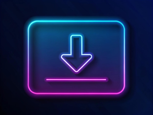 Photo glowing download button with neon light