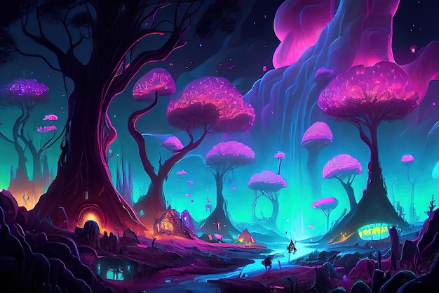 Glowing fantasy fairy land