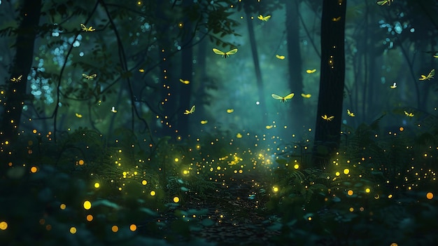 Glowing Fireflies in a Dark Forest