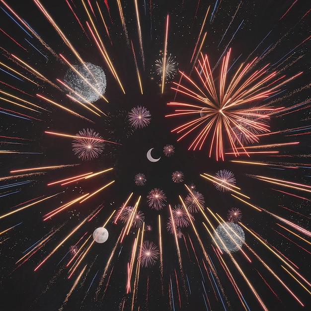 Photo glowing fireworks illuminate the dark night sky generated by ai