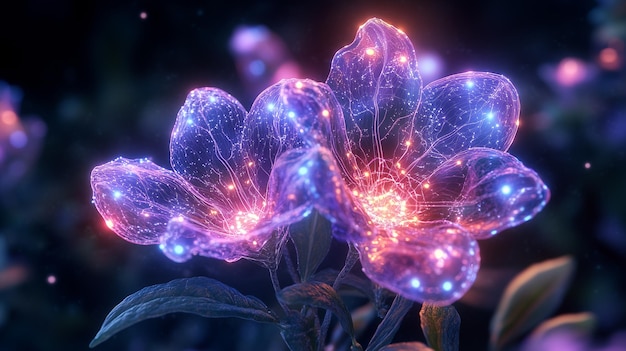 Glowing Flower glowing neural networks Intelligent design 4D Style Digital Art Industry