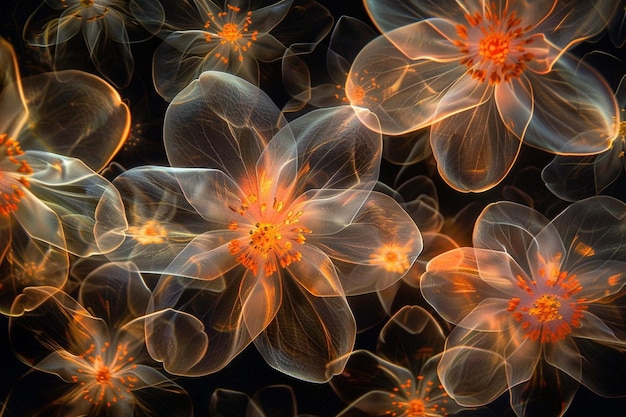 Glowing flower patterns above ar generative ai