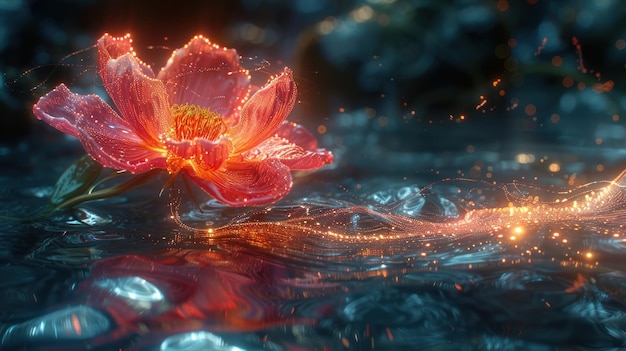 Glowing Flower in Water