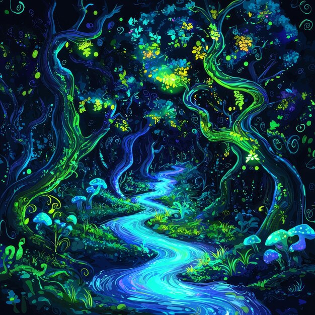 Glowing Forest Stream