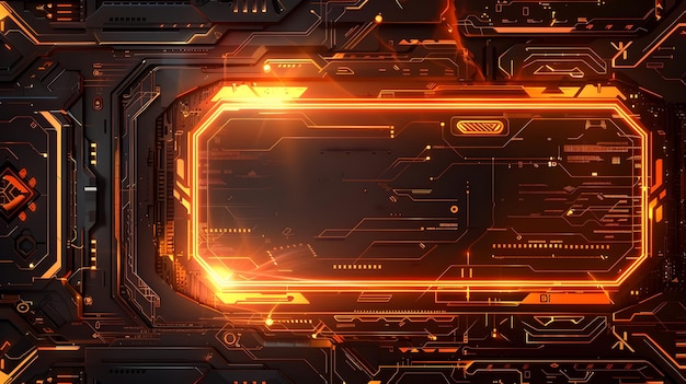 Glowing Futuristic Technology Circuit Board in Abstract Digital Landscape