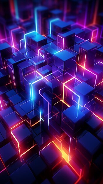 Glowing Geometric Abstract Futuristic Background