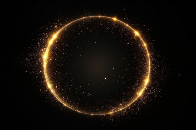 Glowing golden circle sparkles