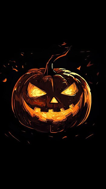 Photo a glowing jackolantern with a mischievous grin its carved face illuminated against a dark mysterious background