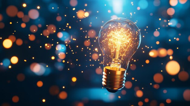 A glowing lightbulb symbolizes the constant pressure to innovate and generate new ideas surrou