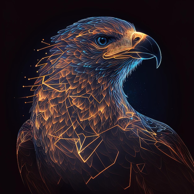 A Glowing Lines Digital Art of an Eagle - A Bold and Striking Illustration of the Power and Freedom