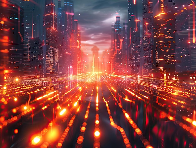 Glowing lines on futuristic background