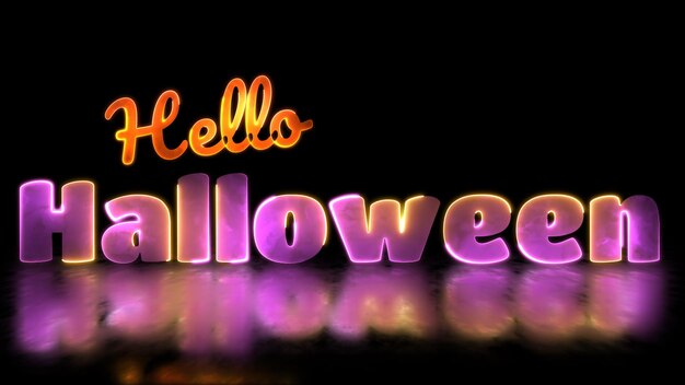 Photo glowing looping halloween word neon frame effect black background