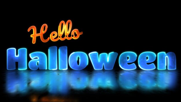 Photo glowing looping halloween word neon frame effect black background