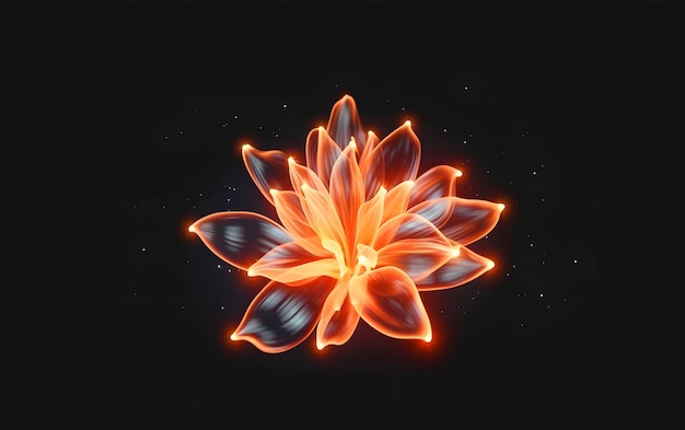 A glowing lotus flower with the word lotus on it.