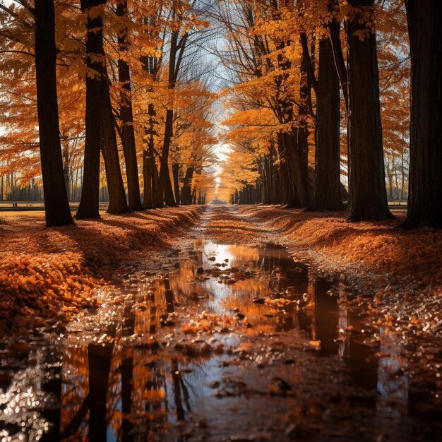 Glowing Maple Grove Retreat Autumn Landscape Photo