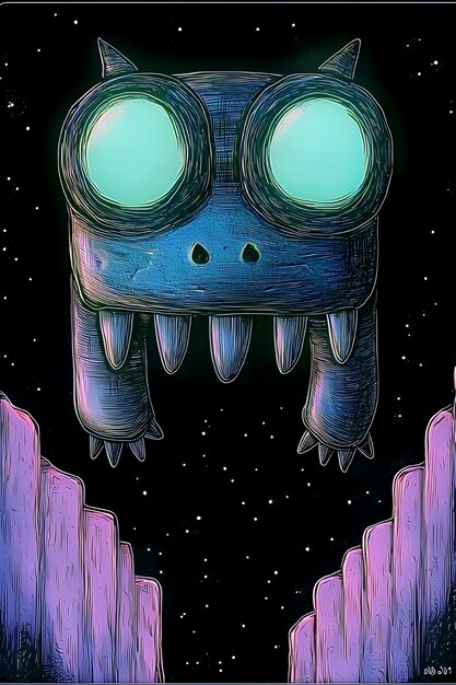 Glowing Monster in the Night Sky