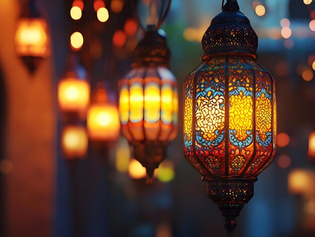 Glowing Moroccan Lanterns Illustration A Festive Atmosphere of Warm Light