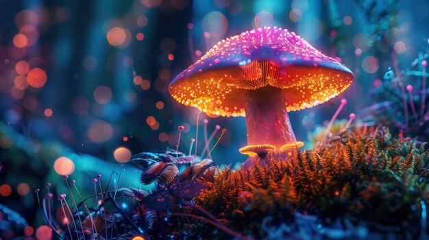 Glowing Mushroom in Enchanted Forest