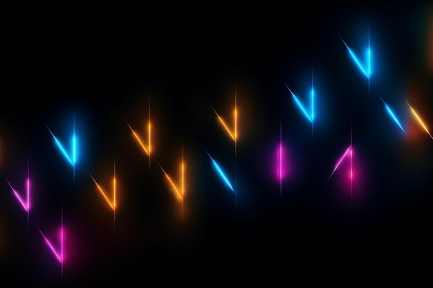 Photo glowing neon arrows in a dark abstract backgroun